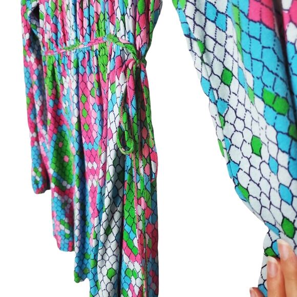 LILLY PULITZER 'SHOW ME SOME SKIN' PRINT 3/4 LENGTH SLEEVES TUNIC TOP PINK BLUE - Picture 3 of 16